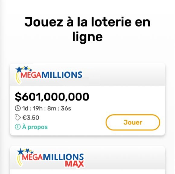 Sélectionner la loterie Mega Millions